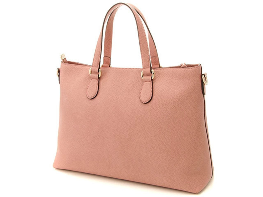 Gucci Dusty Bamboo Zip Tote Leather Pink Bag Pink